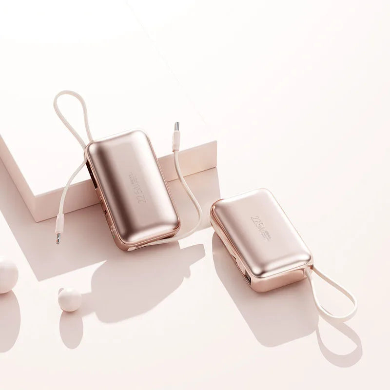 Mini Power Bank 10000mAh 22.5W PD20W Two Way Fast Charging Portable Charger External Battery Pack Built in Cables Powerbank New