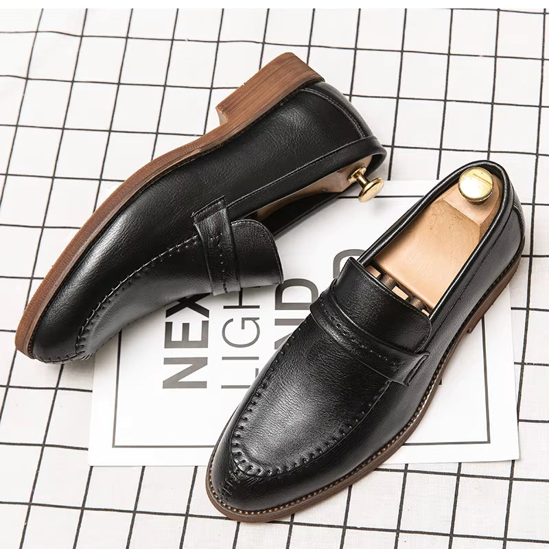 Men's Loafers Business Dress Leather Shoes Men's Brand Brown Oxford Shoes High Quality