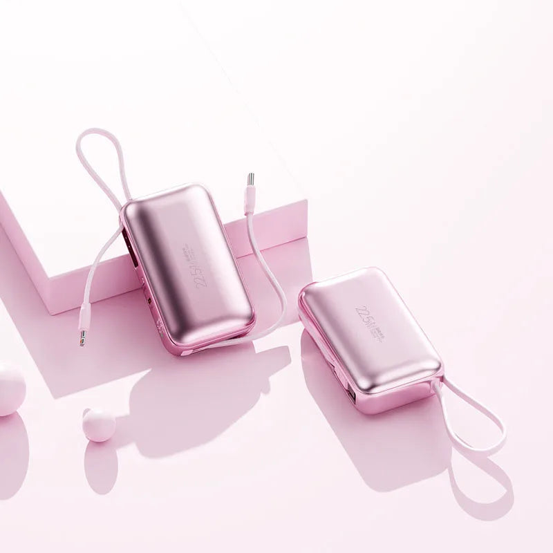 Mini Power Bank 10000mAh 22.5W PD20W Two Way Fast Charging Portable Charger External Battery Pack Built in Cables Powerbank New