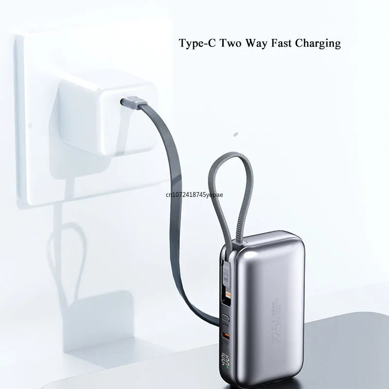 Mini Power Bank 10000mAh 22.5W PD20W Two Way Fast Charging Portable Charger External Battery Pack Built in Cables Powerbank New