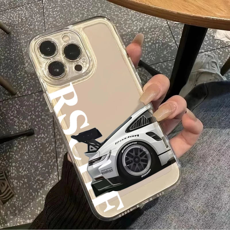 Transparent Cool Sports Car Phone Case For iPhone 17 Pro Max 16 15 14 13 12 11 Pro Max XS Max X XR 7 8 Plus 16e 17Air Soft Cover