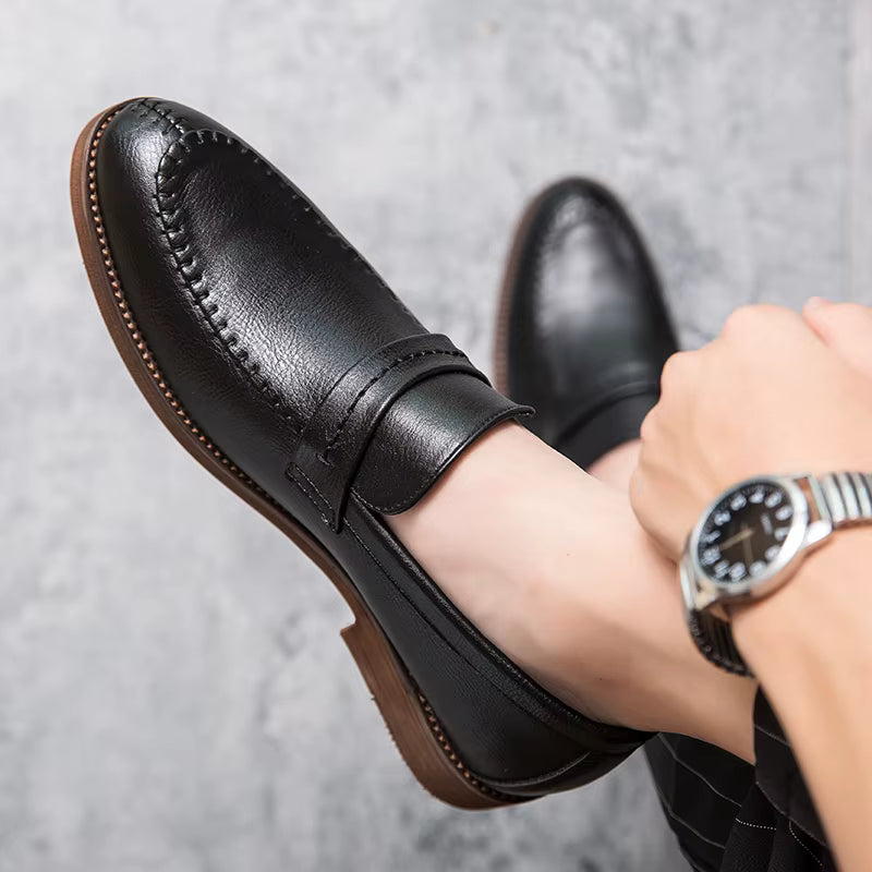 Men's Loafers Business Dress Leather Shoes Men's Brand Brown Oxford Shoes High Quality