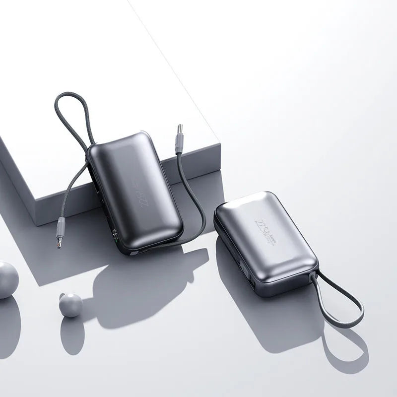 Mini Power Bank 10000mAh 22.5W PD20W Two Way Fast Charging Portable Charger External Battery Pack Built in Cables Powerbank New